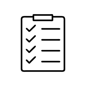 Checklist with completed items clipboard and checkboxes simple outline icon vector