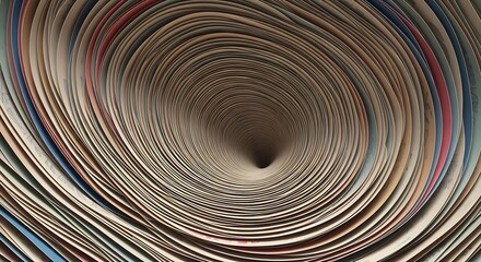Abstract spiral vortex of paper pages, creating a hypnotic and mesmerizing visual effect