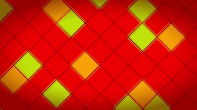 赤い背景にピクセルタイルが点滅するデジタルイメージの抽象背景モーションアニメーション