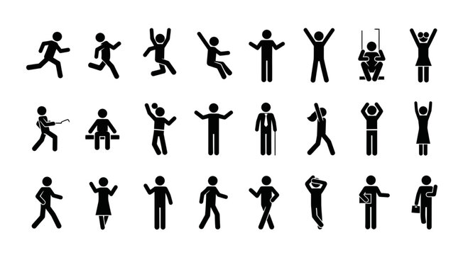 Collection of stick figure people poses.