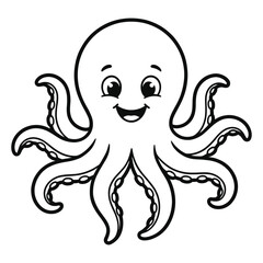 Friendly smiling octopus cartoon character © hendra