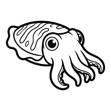 Cuttlefish swimming in ocean waters with tentacles