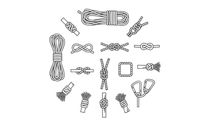 A collection of various knots and ropes in a simple line art style © Lupna