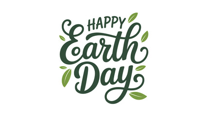 Fototapeta premium Happy earth day message with leaves on white background