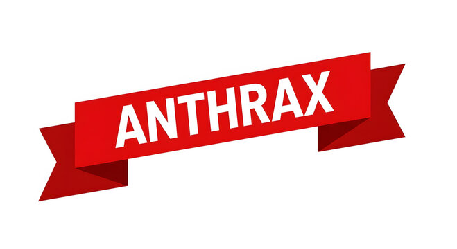 Red ribbon banner with white text spelling A N T H R A X anthrax disease
