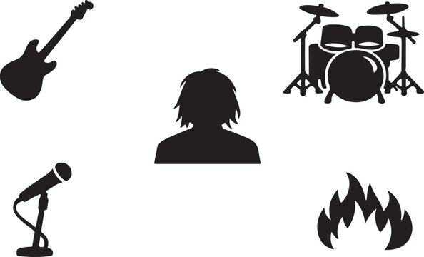 Rock Band Silhouette Icon Minimalist Vector