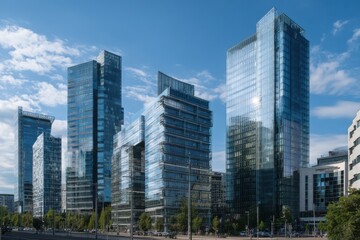 Fototapeta premium Modern Business District with New Glass Towers