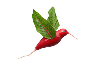 Fototapeta premium Radish hummingbird concept flying, representing healthy eating, organic produce, and nature connection