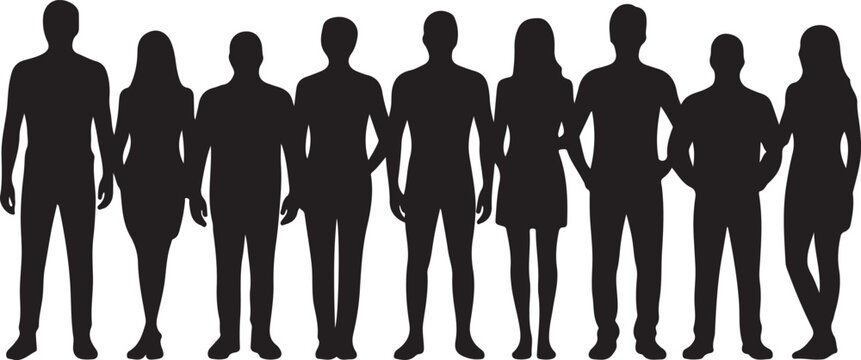 vector illustration. Silhouettes of overweight people. Big set of married couples.
