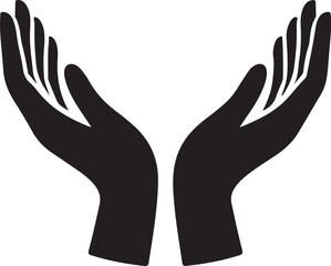 Obraz premium Vector protecting hands icon. Cupped hands