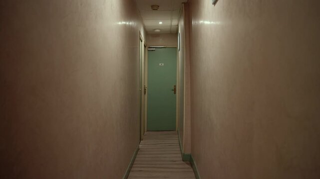 Hallway door narrow old vintage hotel, European