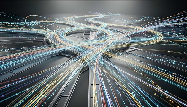 Scientific data network illustration featuring algorithm analysis and modern engineering system