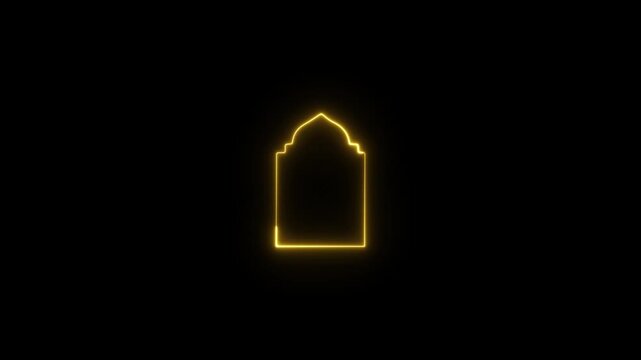 Glowing neon line luxury arabic islamic text box title frame border animation video, Ramadan title frame