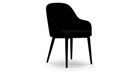 Fototapeta premium Black Armchair with Tapered Legs on White Background Isolated Minimalist Furniture