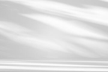 Obraz premium Wall interior background, studio and backdrops show products.with shadow from window color white and grey. background for text insertion and presentation product 