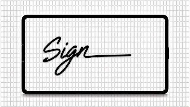 Legal tech signature on white tablet for document proof