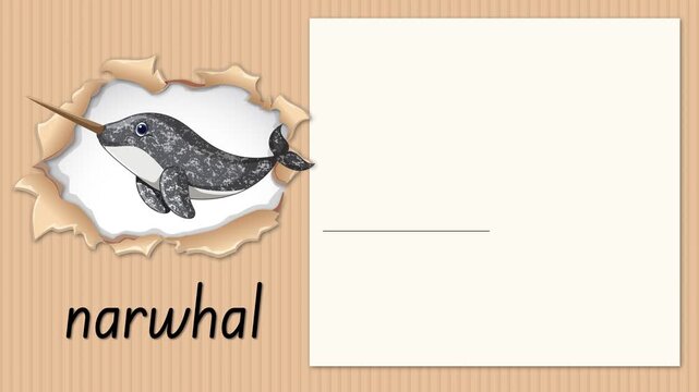 Educational Animation Teaching the Letter N with a Narwhal Illustration