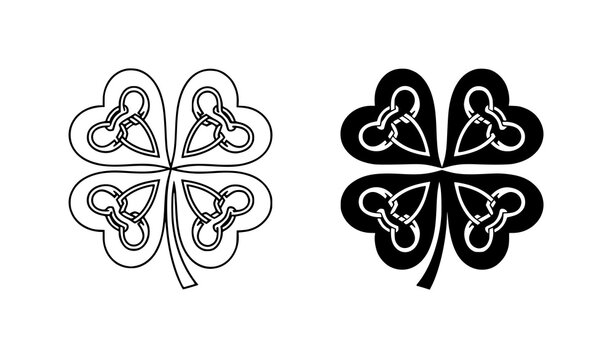 Celtic heart knot clover icon four leaf luck symbol vector illustration