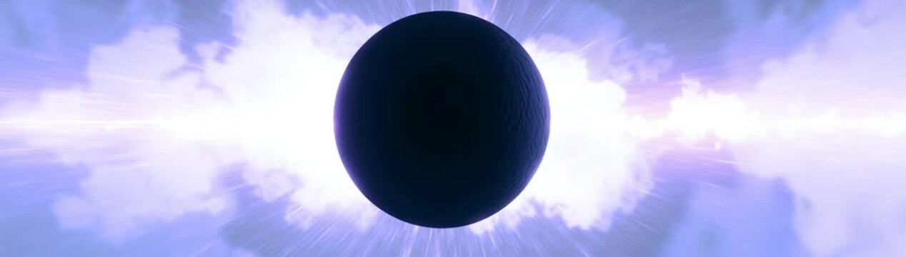 A stunning cosmic view showcasing a celestial body surrounded by vibrant clouds.