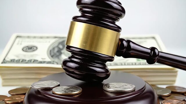 Symbolic image of a judge's gavel and money, representing legal judgments and financial disputes