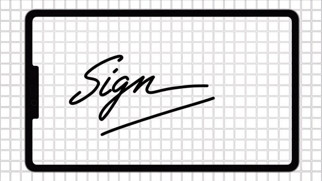 Digital signature on white tablet for confidentiality