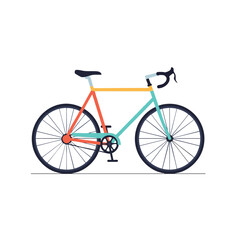 Fototapeta premium Simple, flat illustration of a multi-colored road bicycle on a white background