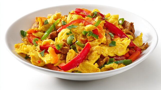 Mexican Machaca: Shredded Beef with Scrambled Eggs, Peppers, and Fresh Herbs
