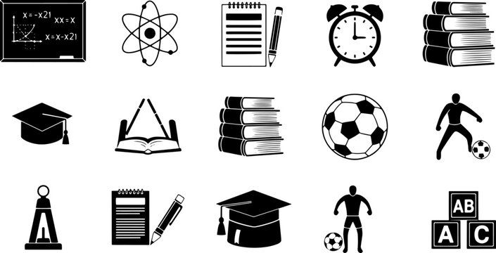 Collection of Education Related Icons and Symbols.