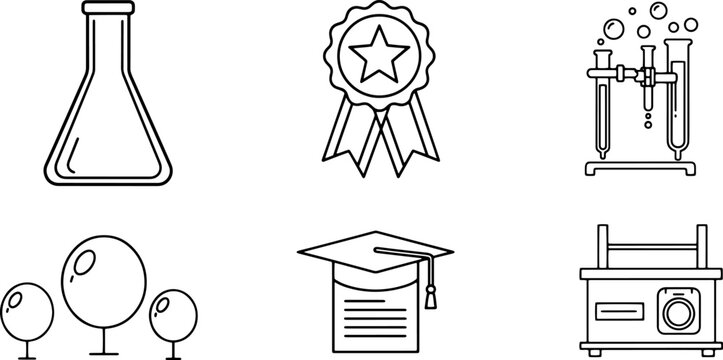 Collection of Educational Science Icons Outlined.