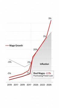 Wage growth versus inflation chart showing purchasing power loss over time