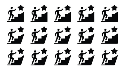 Obraz premium Bundle of 12 corporate success silhouettes business achievement icons star targets and upward career progress graphics