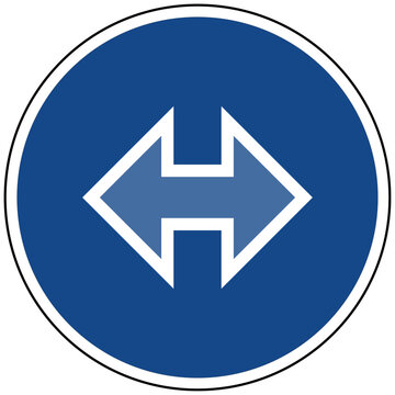 Doppelpfeil horizontal Symbol blaues Schild Vektor Illustration Icon f&uuml;r Richtung Auswahl Dimension Breite Abstand Orientierung Pfeile Navigation