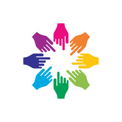 Fototapeta premium Colorful Hands Pointing Inward Graphic