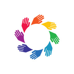 Obraz premium Diverse Hands Forming Circle of Unity