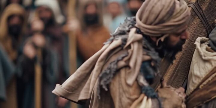 Simon of Cyrene Helping Jesus Carry the Cross on the Road to Calvary
