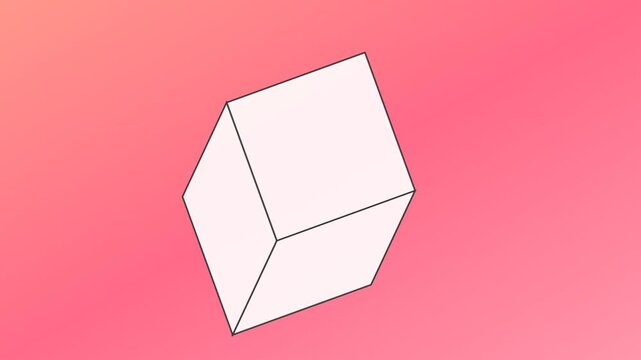 Rotating 3D Geometric Cube Animation on Gradient Background
