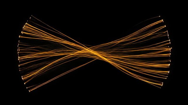 Abstract Light Trails Forming a Dynamic Bow Tie Shape on Black Background.
