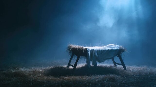 A tranquil manger scene, capturing the peaceful moment in an evocative and emotional visual representation. The image. ..Created with Generative AI, not depicting real subjects. NAtivity scene