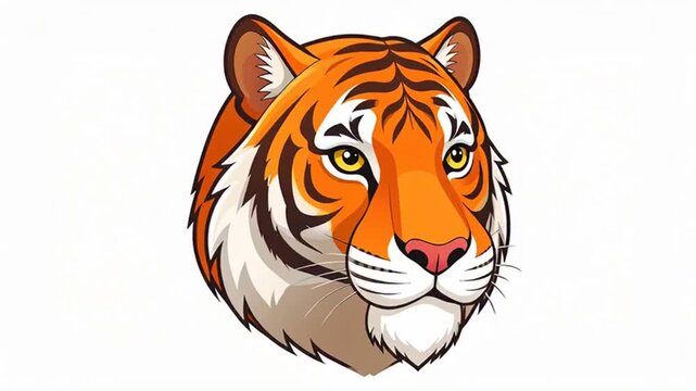 Tiger Face Closeup Cartoon Illustration.