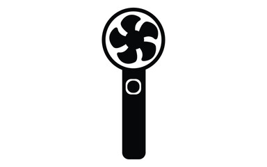 Obraz premium handheld fan icon, black and white vector illustration of portable cooling device concept