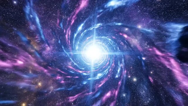 Colorful spiral galaxy in space