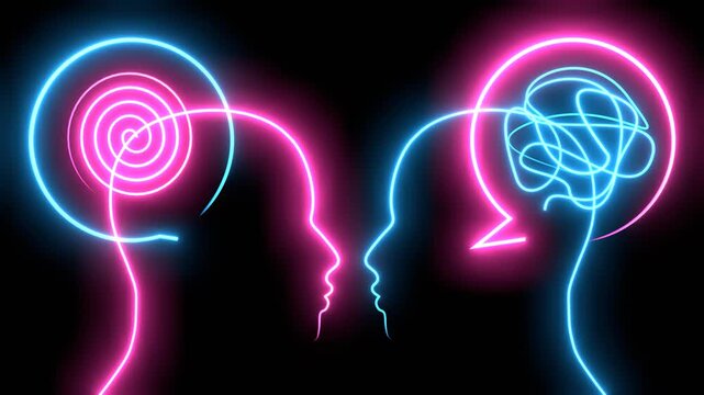 Personal growth and development. Tangled tangle and spiral in bubble speech. Business and education concept. Metaphor of problem solving, chaos and mess, difficult situation.