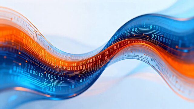 Abstract digital wave with circuit patterns