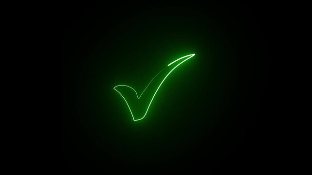 Set of glowing neon check and cross icons in different styles on dark background. Ideal UI feedback symbols for apps, gaming, tech interfaces, overlays and digital presentations.