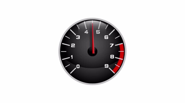 Speed meter indicator icon sign animation on transparent background, car dashboard speedometer template animated.