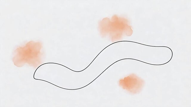 Minimalist abstract line art with soft peach watercolor spots on white background &mdash; elegant, modern design element for branding, packaging, or digital interfaces.