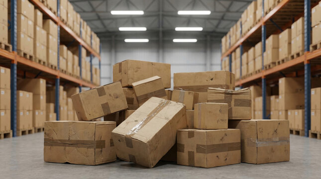 Supply chain disruption crisis warehouse storage box pile stress