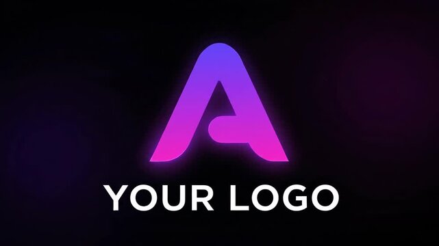 Abstract Neon Letter A Logo Reveal on Dark Background.
