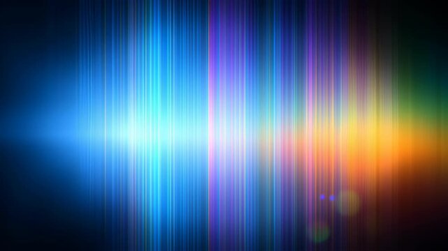 Abstract animation dark background refraction effect loop looping render gradient futuristic iridescent shape create mesmerizing glowing waveform with vertical light streaks subtle lens flare evoking