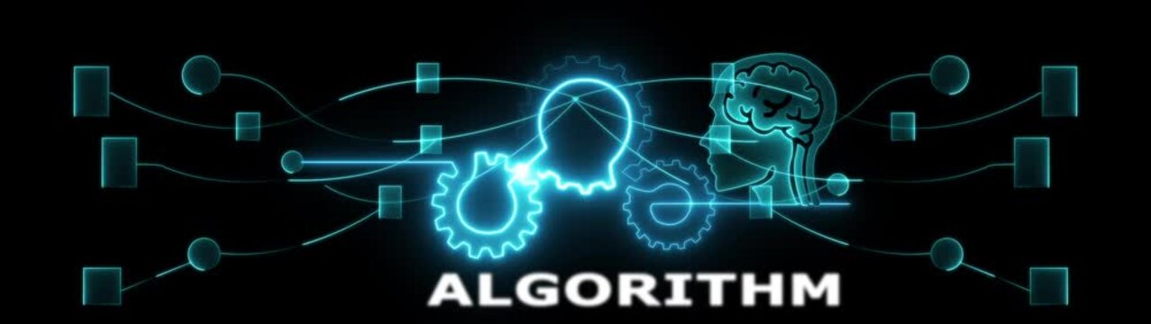 Algorithm transformation concept with futuristic technology and human brain synergy innovation tech evolution icon animation.